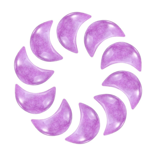 MECCANIXITY 10 Pcs Moon Crystal Worry Stone, 0.5 Inch Length Natural Purple Lepidolite Moon Gemstone Bulk, Carved Pocket Stones for Meditation Balancing Pendant Decor