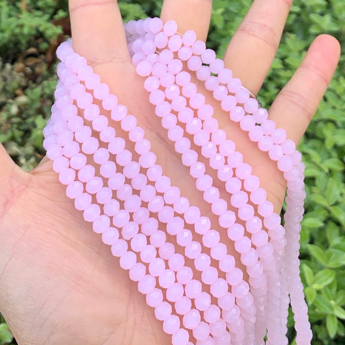 1000pcs Czech Faceted Rondelle Crystal Glass Loose Beads 6mm Spacer Bulk Pink Rose Opal for DIY Craft Jewelry Making CCR630