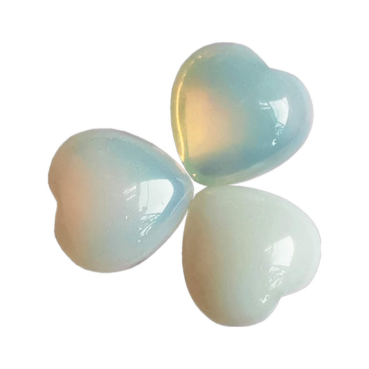 Bacatgem 3 Pcs Synthetic Opalite Pocket Palm Thumb Healing Crystal Heart Love Worry Stones,1 inches Reiki Balancing Crystal and Healing Stones