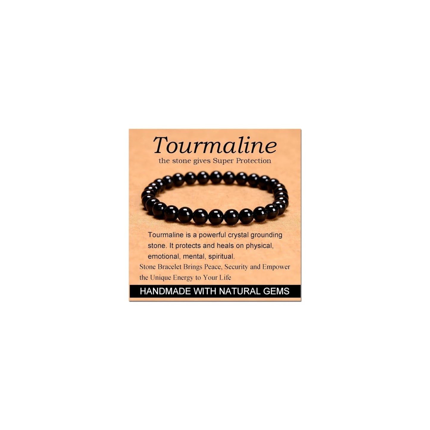 CHELYQST Black Tourmaline Bracelet - Stone of Super Protection,Stretch Natural Stone Crystal Beads Jewelry Gifts for Women Men Unisex Adult,6mm