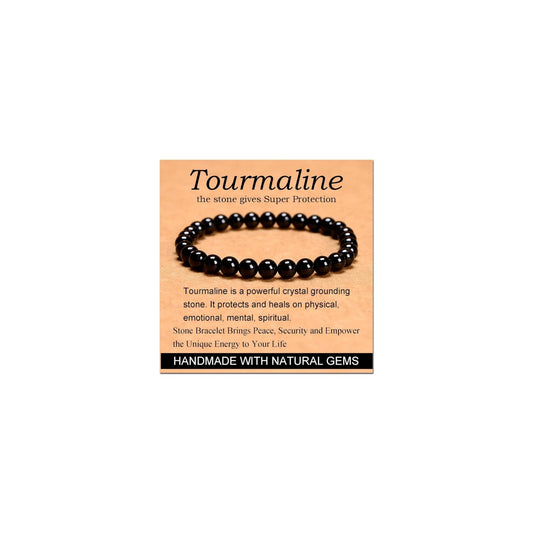 CHELYQST Black Tourmaline Bracelet - Stone of Super Protection,Stretch Natural Stone Crystal Beads Jewelry Gifts for Women Men Unisex Adult,6mm