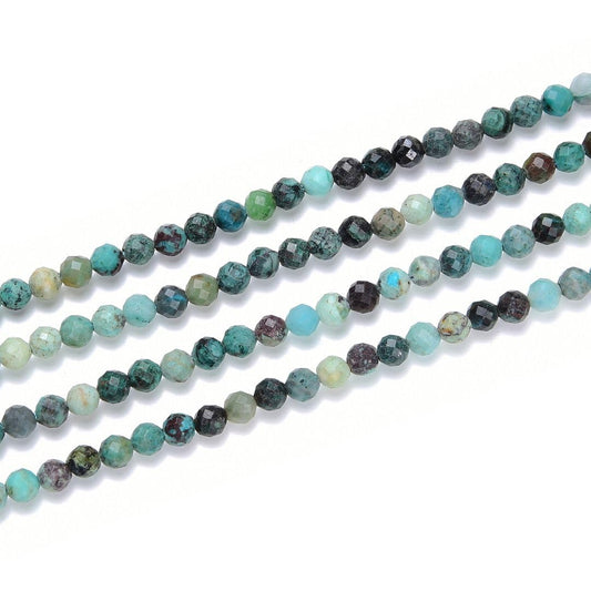 Adabele 15 Inch Natural Chrysocolla Healing Gemstone 3mm (0.12 Inch) Tiny Small Faceted Round Loose Beads Stone Spacer (110-120pcs) for Craft Jewelry Making GK3-16