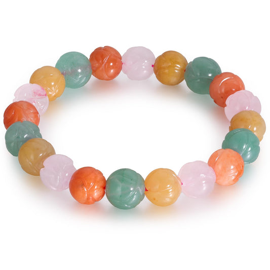 Handmade Natural Jade Beaded Bracelet for Women & Men – Genuine Green/White Jade Gemstone Stretch Bracelet – Lucky Energy Healing Jewelry Gift for Peace, Prosperity & Protection ST-05