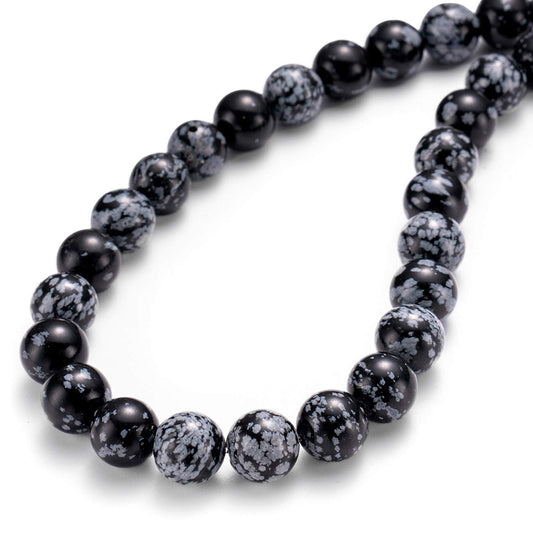 BEADIA Natural Snowflake Obsidian Stone Round Loose Semi Gemstone Beads for Jewelry Making 10MM 38PCS