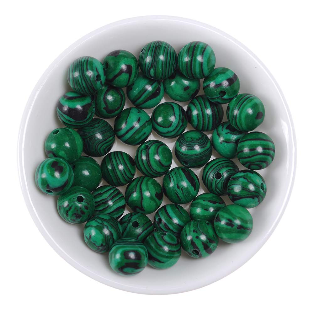 Natural Stone Beads 12mm Malachite Gemstone Round Loose Beads Crystal Energy Stone Healing Power for Jewelry Making DIY,1 Strand 15"