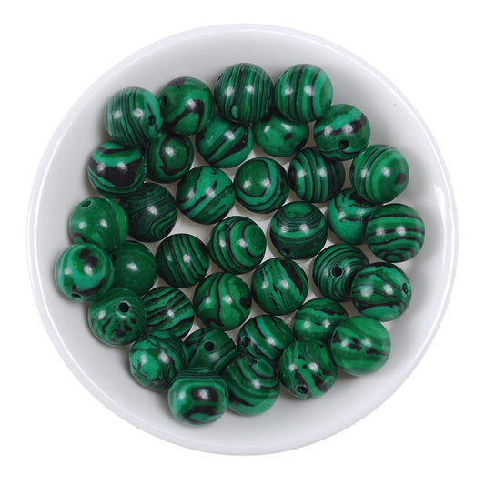 Natural Stone Beads 12mm Malachite Gemstone Round Loose Beads Crystal Energy Stone Healing Power for Jewelry Making DIY,1 Strand 15"