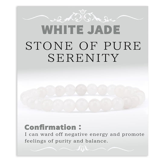 Bymitel 6mm White Jade - Handmade Reiki Gemstone Stretch Bracelet, Natural Beauty & Spiritual Essence, Crystal Healing for Unisex Adults