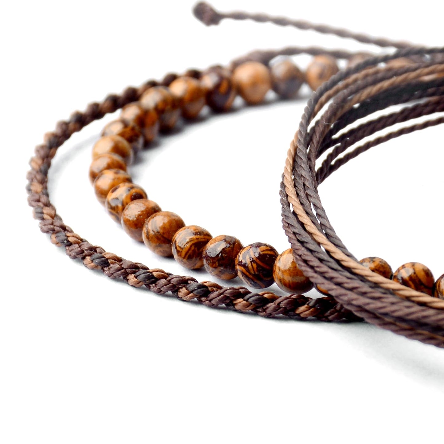 Handmade Natural Stone Beaded Healing Bracelet Gift for Men Adjustable Rope String Bracelet (Rubber stone, Adjustable)