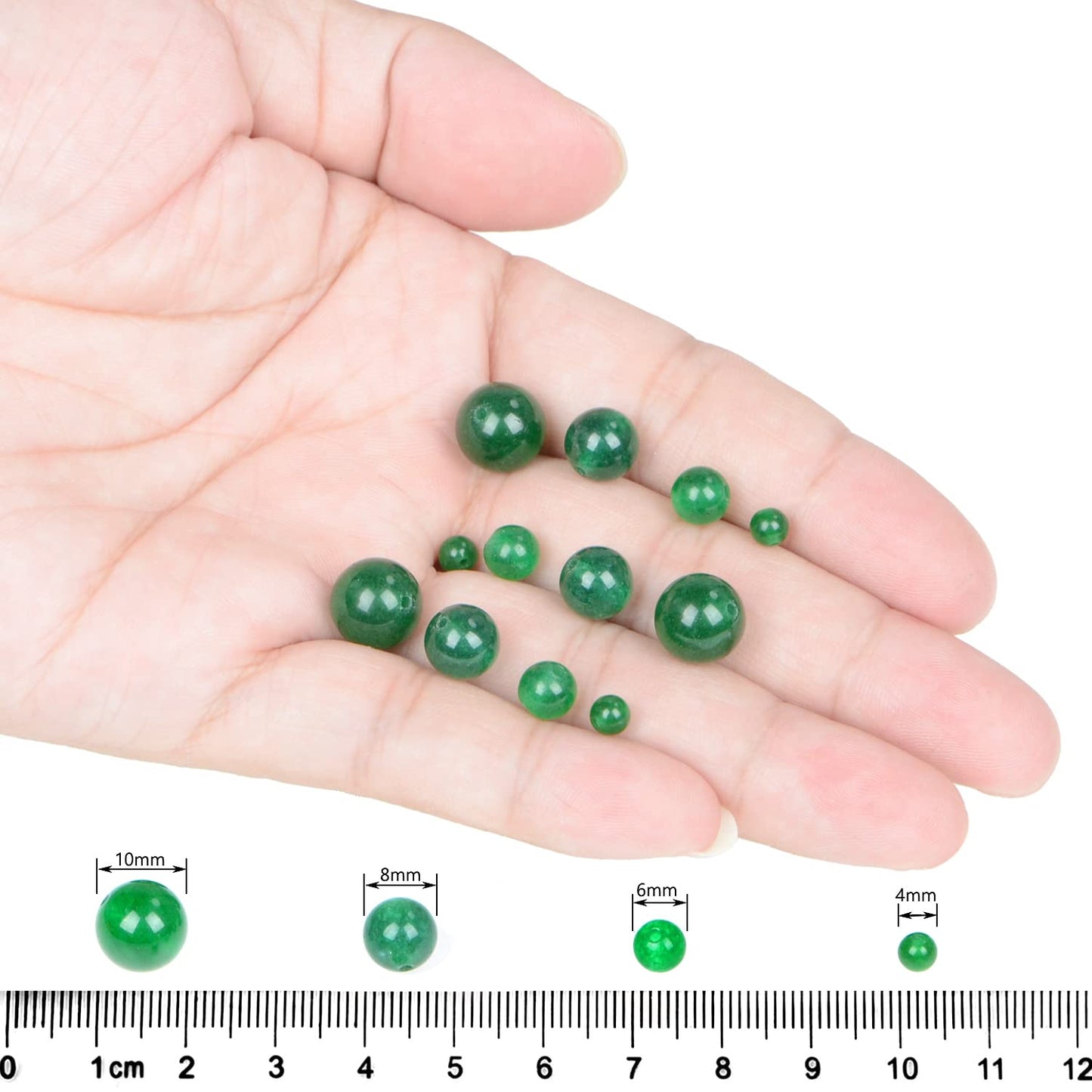 AD Beads Natural Gemstone Round Loose Beads 15" for Bracelet Necklace Earrings Jwelery Making Crafts DIY (6mm, Green Jade)