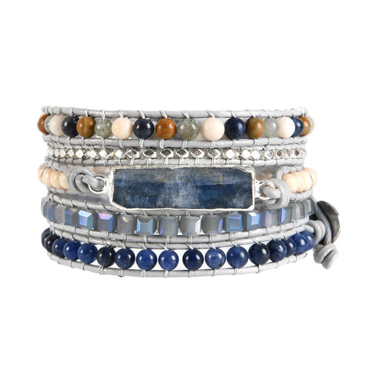 YGLINE Handmade Healing Topaz Wrap Bracelet Natural Stones Leather Boho Jewelry