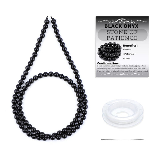 CMBYN Natural Stone Beads Round Genuine Real Stone Beading Strand Loose Gemstones DIY Smooth Bead for Bracelet Necklace Earrings Jewelry Making (Black Onyx, 4mm 90 Pieces)