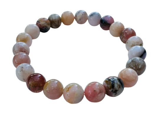 GAF TREASURES Pink Opal Crystal Bead Bracelet 8mm, Genuine Pink Opal Stretch Gemstone Bracelet, Healing Crystal Bracelet, Gift for Men & Women (1)