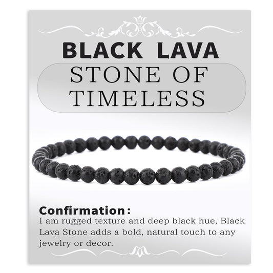 Bymitel 4mm Black Lava - Handmade Reiki Gemstone Stretch Bracelet, Natural Beauty & Spiritual Essence, Crystal Healing for Unisex Adults