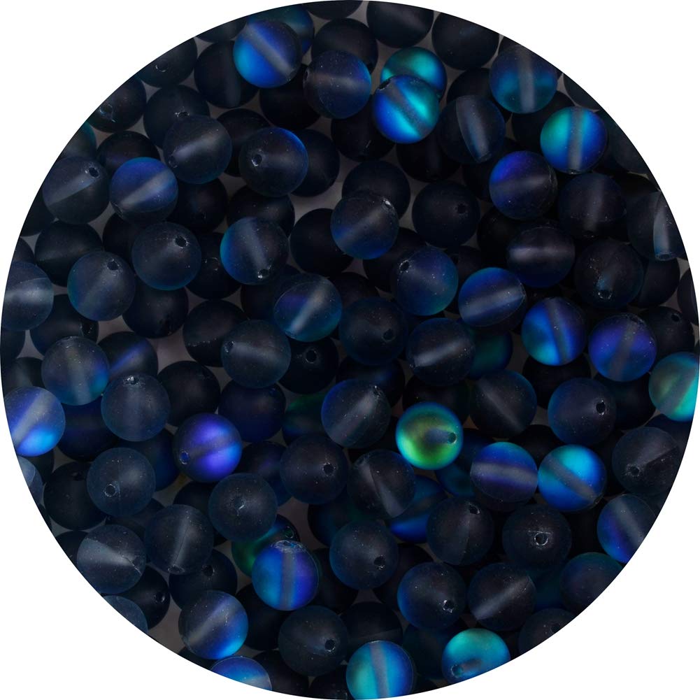 Matte Aurora Crystal Glass Beads Gray 100pcs 8mm Flash Glitter Shining Mermaid Round Loose Aura Bead Frosted Moonstone for Jewelry Making (Gray, 8mm)