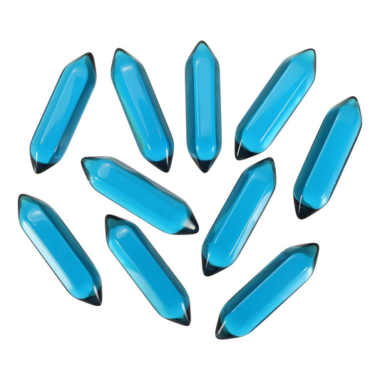 MECCANIXITY 10 Pack Light Blue Quartz Crystals, Polished Crystals Bulk Hexagonal Shaped Meditation Gemstone for Jewelry Making Energy Balance Accessories Gifts