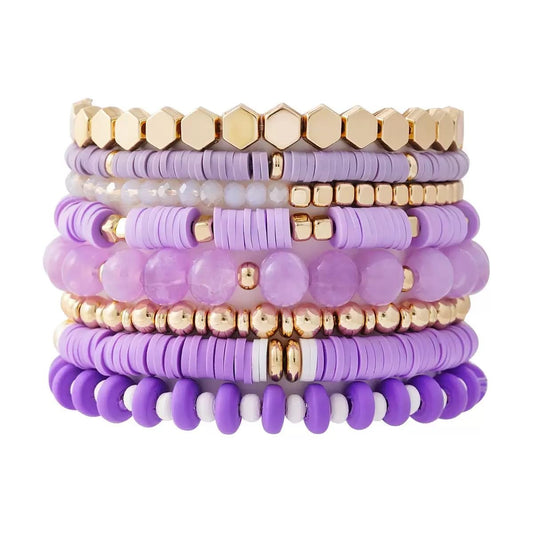 YEOSMINE Boho Heishi Clay Beaded Stretch Bracelets Stack For Women, Preppy Teens Friendship Gold Bracelets Cute Beach Surfer Accessories Bulk Set Trendy Fashion Jewelry