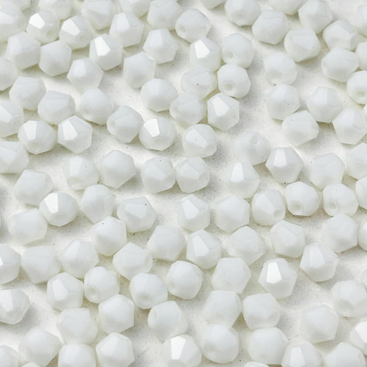 YUEXIGO 500pcs 3mm Bicone Glass Crystal Beads for Jewelry Making, Faceted Bicone Glass Spacer Beads for Bracelet Earring Necklace DIY Craft(White)