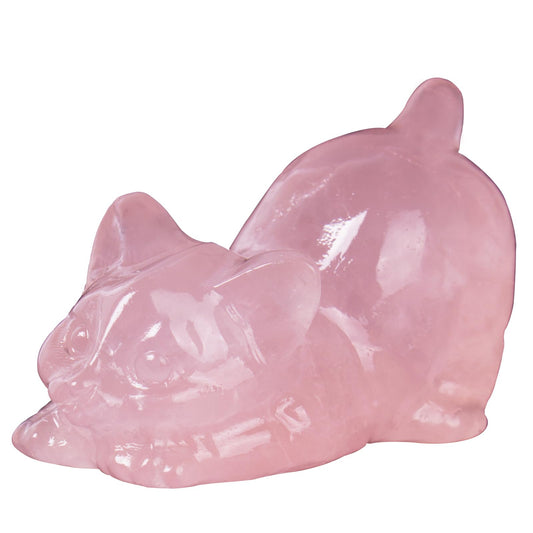 Rose Quartz Crystal Cat Figurines, 2 Inch Pink Kitten Statues for Kitten Lovers and Collectibles, Cat Decor Fingurines for Home Desk Office, Carved Healing Crystal Reiki Animal Gifts for Women