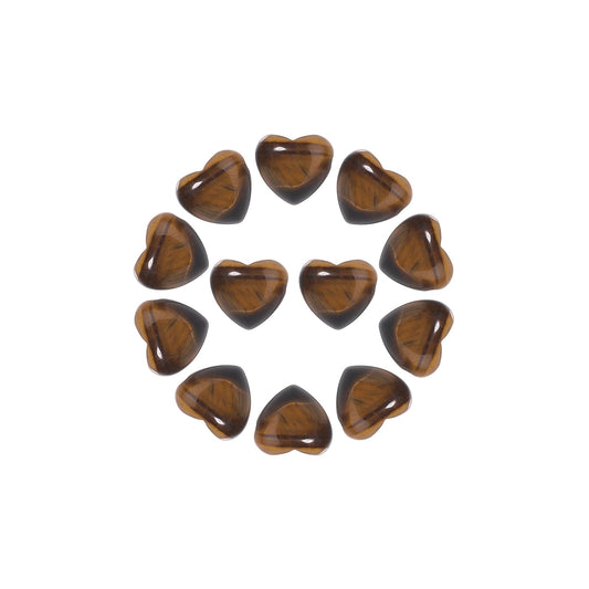 Yochus 5pcs Tiger's Eye Natural Heart Stone Beads，12mm Healing Energy Gemstone for Jewelry Making Earring Necklace DIY