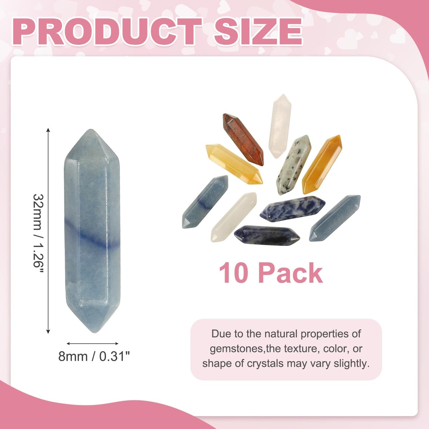 MECCANIXITY 10 Pack Multicolor Quartz Crystals, Polished Crystals Bulk Hexagonal Shaped Meditation Gemstone for Jewelry Making Energy Balance Accessories Gifts