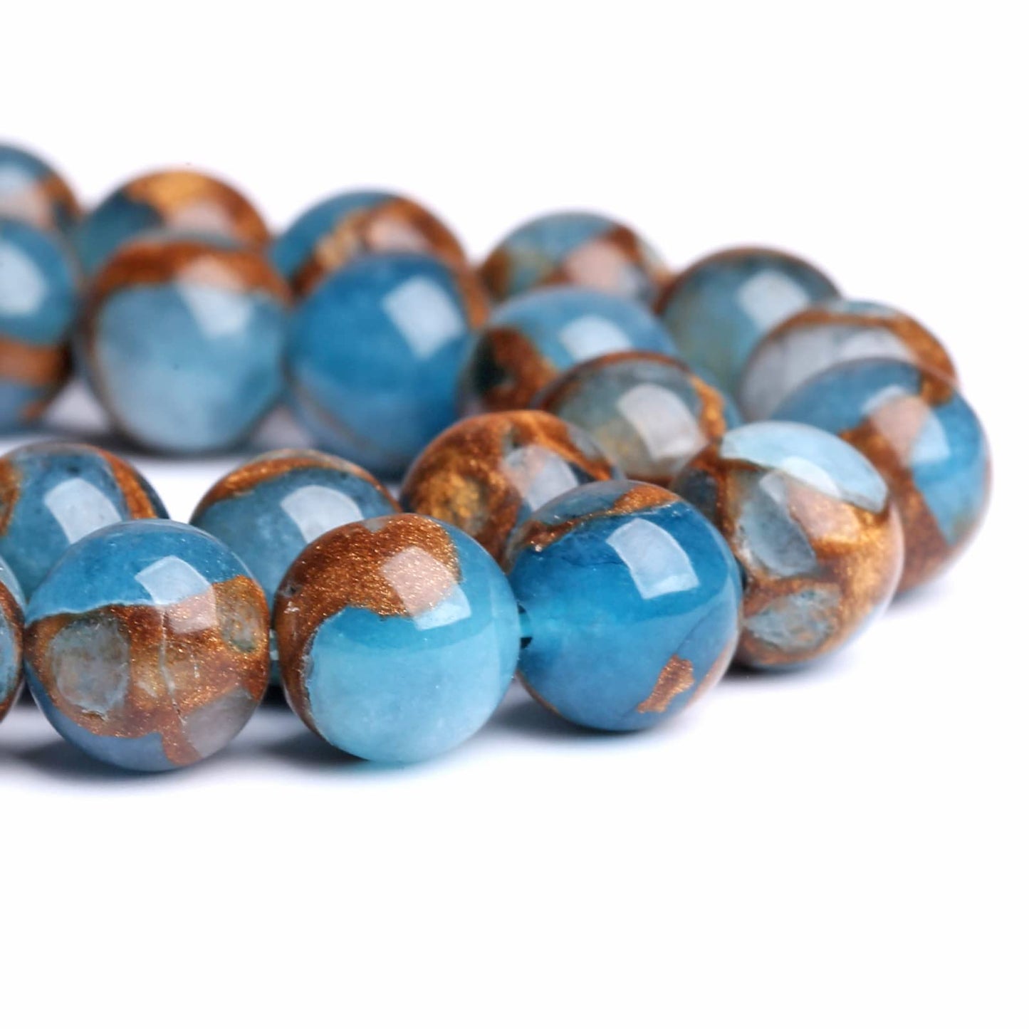 12MM 30PCS Lake Blue Cloisonne Craft Spacer Loose Beads for Jewelry Making DIY Bracelet
