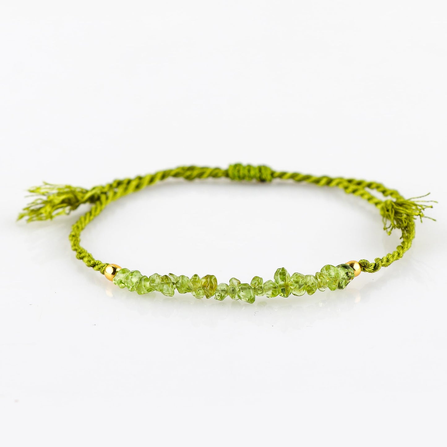 TGH Natural Peridot Chip Braided Bracelet – Handmade Adjustable Protection Bracelet – Raw Peridot Healing Crystal Jewelry for Men & Women – Christmas Gift for Her – Energy Stone Bracelet