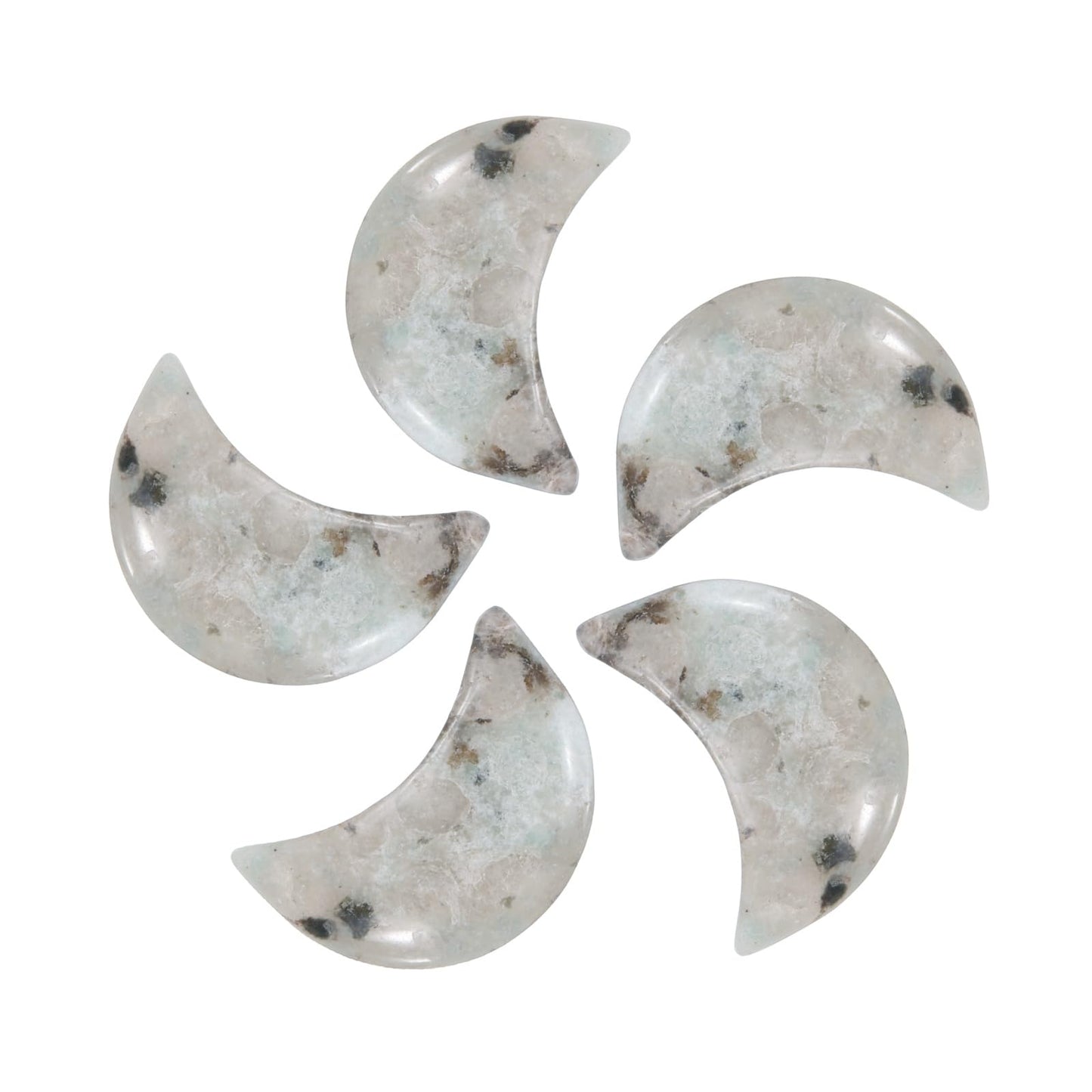 MECCANIXITY 5 Pcs Moon Crystal Worry Stone, 0.5 Inch Length Natural Tianshan Blue Moon Gemstone Bulk, Carved Pocket Stones for Meditation Balancing Pendant Decor
