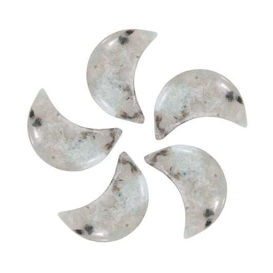 MECCANIXITY 5 Pcs Moon Crystal Worry Stone, 0.5 Inch Length Natural Tianshan Blue Moon Gemstone Bulk, Carved Pocket Stones for Meditation Balancing Pendant Decor