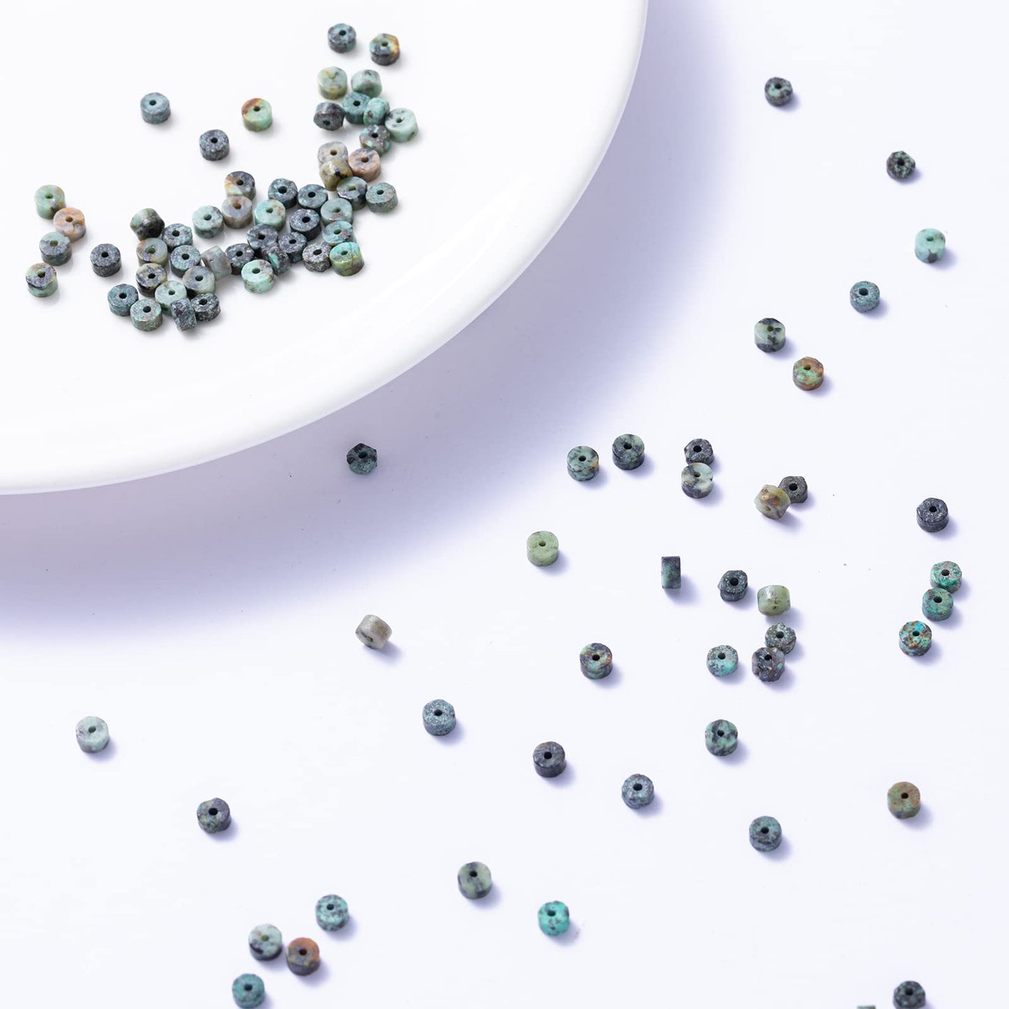 Natural African Turquoise Stone Spacer Beads 4x2mm 38cm/str Flat Round Loose Semi Gemstone Caps for Making Bracelets Necklace