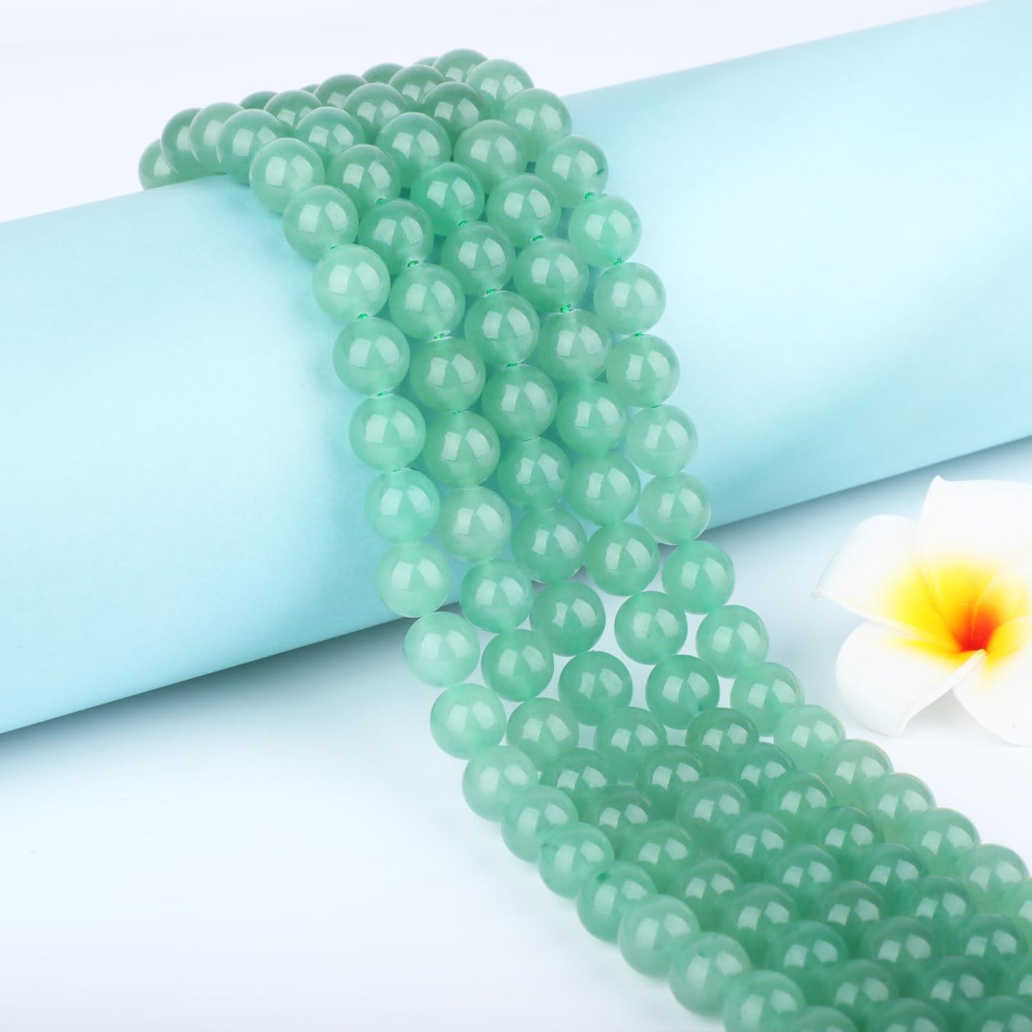CMBYN Natural Stone Beads Round Genuine Real Stone Beading Strand Loose Gemstones DIY Smooth Bead for Bracelet Necklace Earrings Jewelry Making (Green Aventurine, 10mm 36 Pieces)