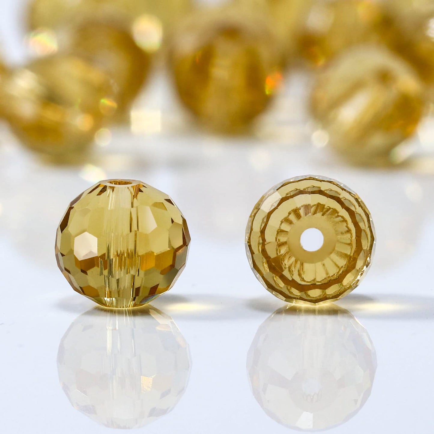 Dowarm 150PCS 6MM Round Crystal Glass Beads for Jewelry Making, Champagne Faceted Crystal Rondelle Spacer Beads for Crafts Bracelet Wind Chimes Suncatcher