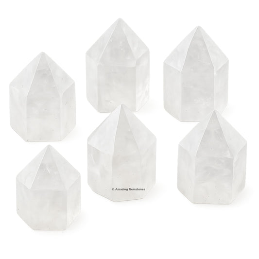 Amazing Gemstone Apophyllite Crystals and Healing Stones Mineral Specimen Set of 6 - Premium Semi Precious Gem Stones - Healing Crystals Geodes Clusters for Meditation, Chakra Balance (S)