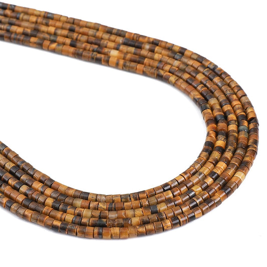 BEADIA Natural Yellow Tiger Eye Spacer Beads Caps Flat Round Loose Beads for Beading Jewelry Making 3mmx2mm 38cm