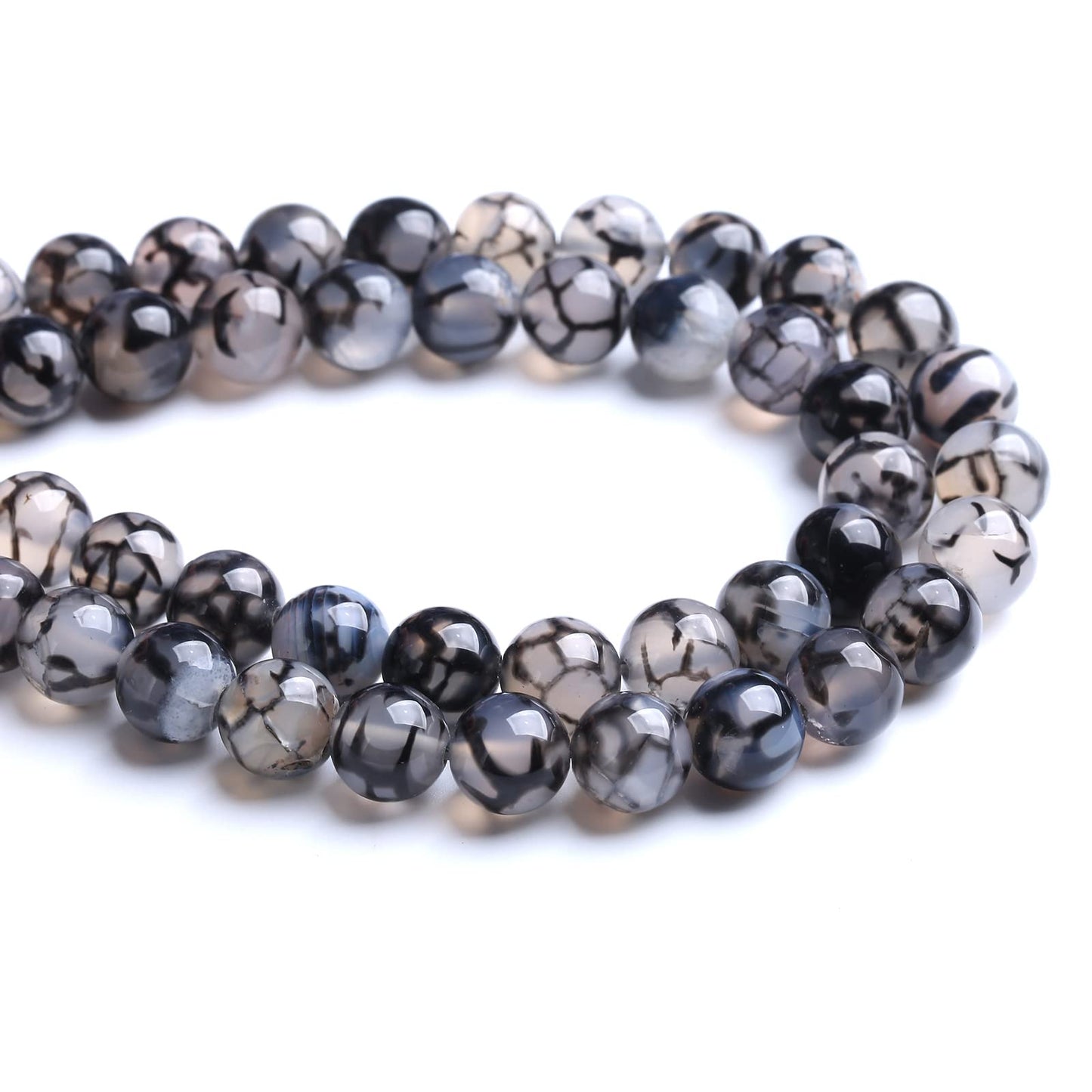 12MM 31PCS Natural Stone Black Dragon Vein Agate Beads for Jewelry Making DIY Bracelet