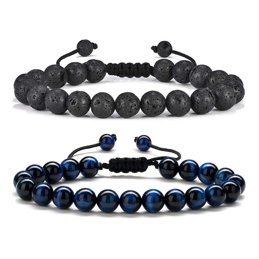 M MOOHAM Unique Gifts for Men Bracelets - Lava Rock Tiger Eye Bracelets Men Who Want Nothing Birthday Gifts for Boyfriend Teen Boys