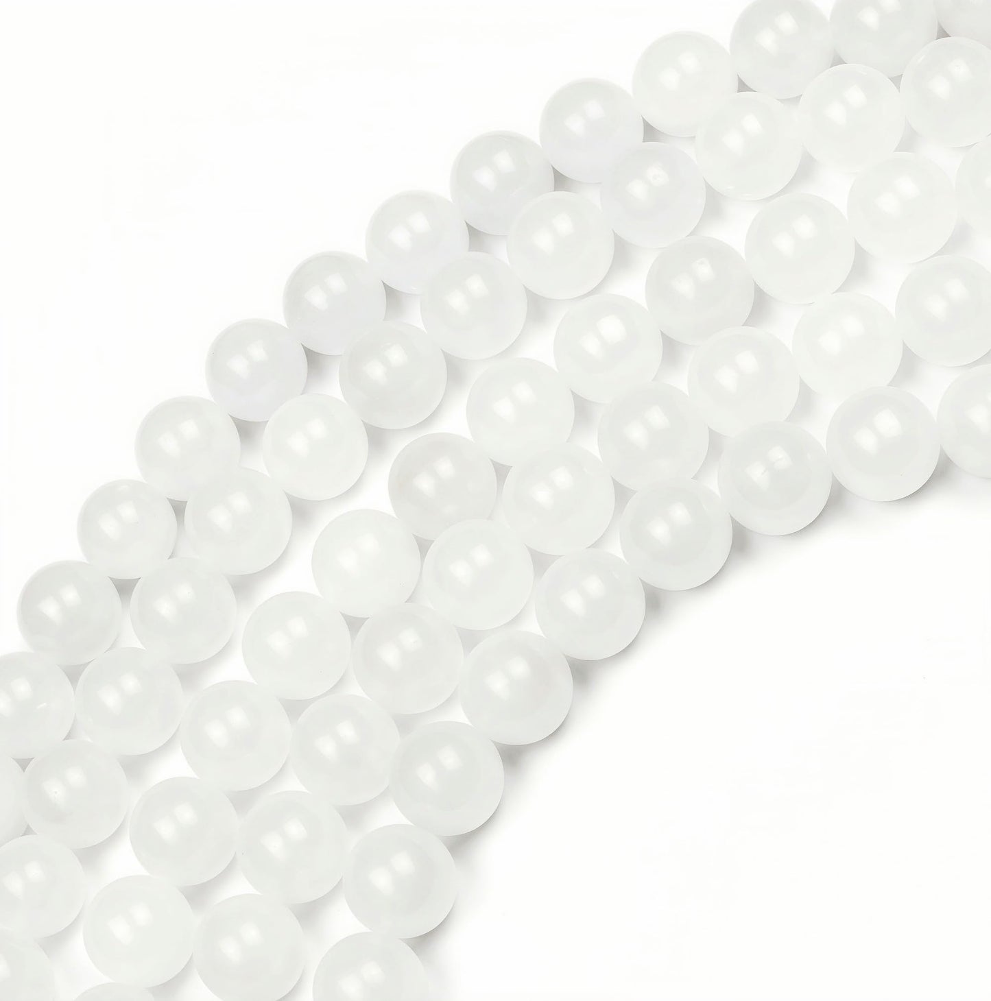 MJDCB Beads for Energy Bracelets Yoga Bracelet DIY Bracelet Natural Stone Beads White Jade 38 Pieces, 10mm