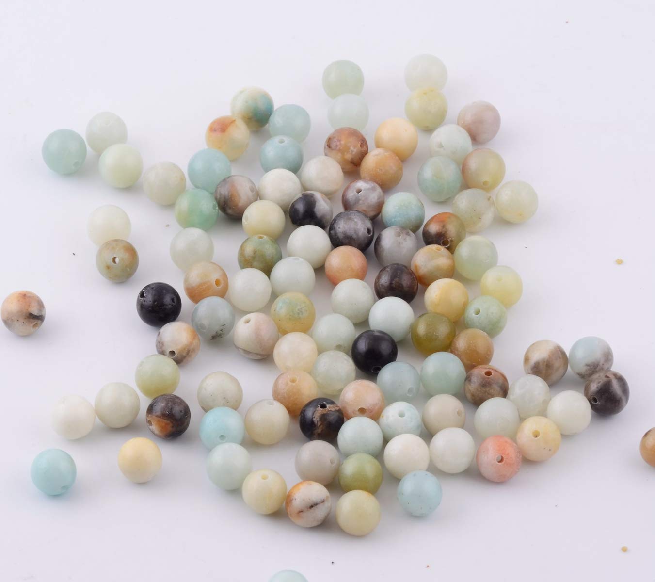 Natural Stone Beads 100pcs 6mm Amazonite Stone Round Genuine Real Stone Beading Loose Gemstone Hole Size 1mm DIY Smooth Beads for Bracelet Necklace Earrings Jewelry Making (Amazonite Green, 6mm)