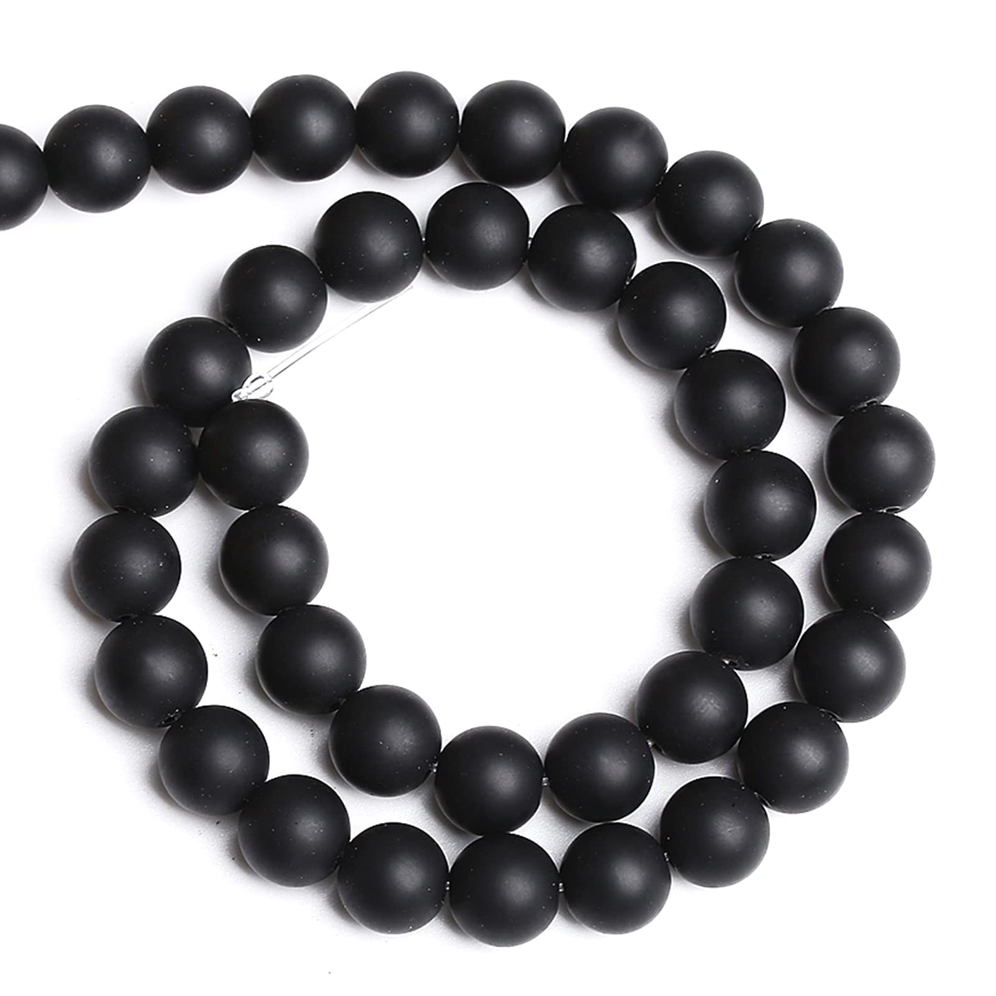 10MM 38PCS Natural Stone Matte Black Agate Loose Beads for Jewelry Making DIY Bracelet Necklace