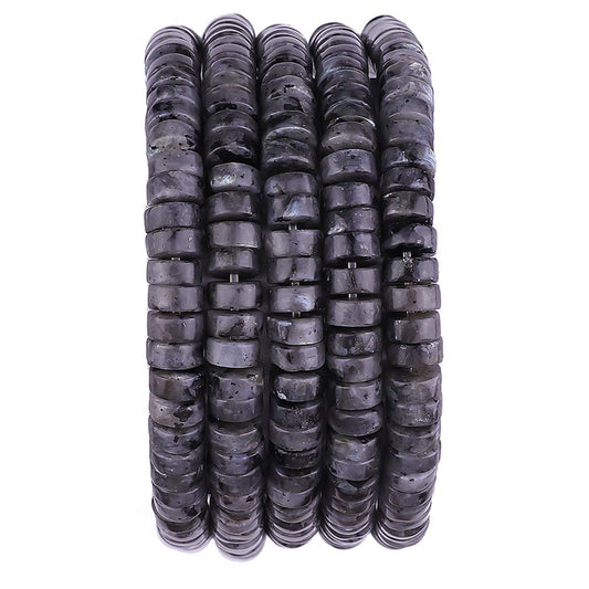 BEADIA Natural Black Spectrolite Spacer Beads Caps Loose Semi Gemstone for Beading Jewelry Making 6mmx3mm 38cm