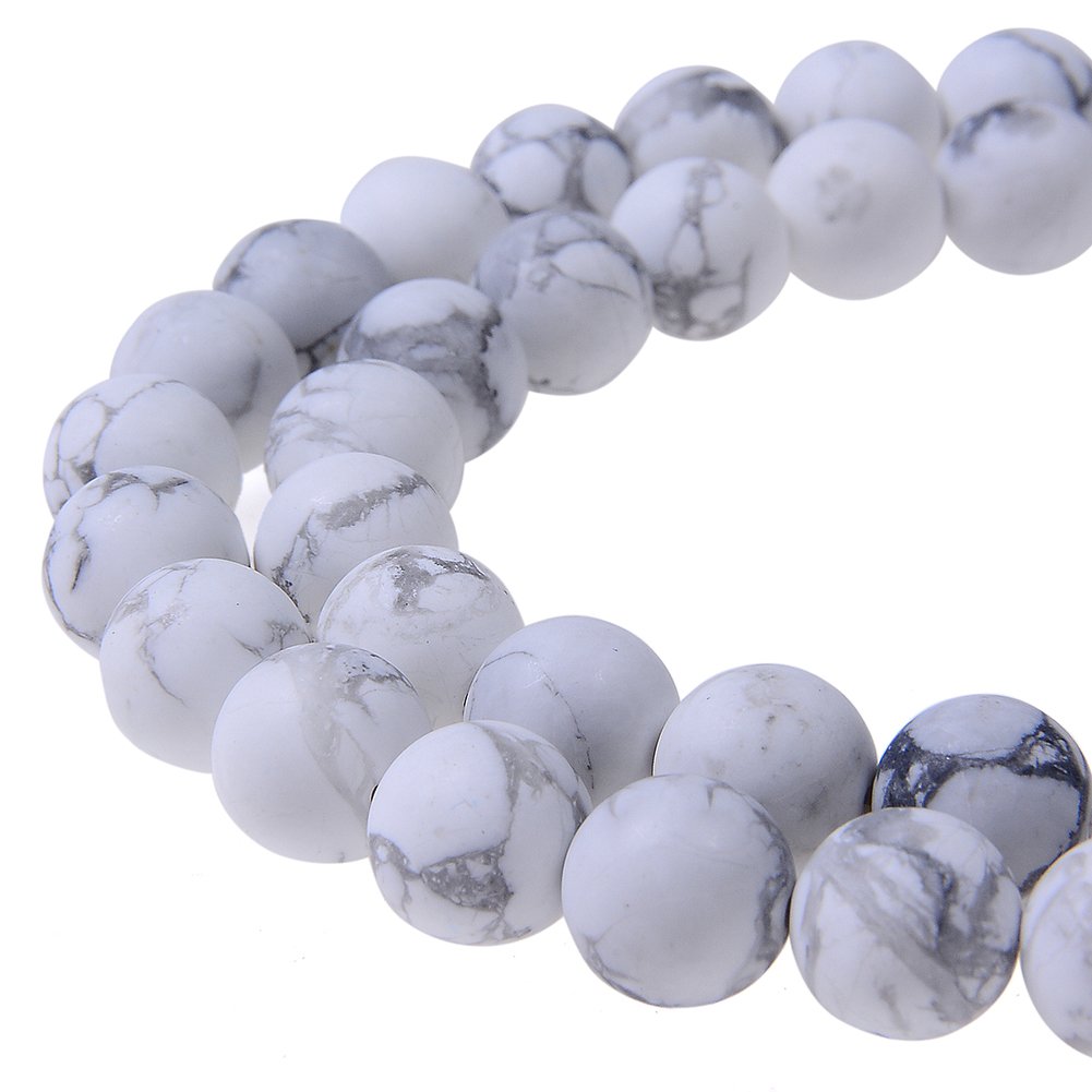 PLTbeads Natural Gemstone Loose Beads Matte Approxi 15.5 inch DIY Bracelet Necklace for Jewelry Making (8mm, Matte Black Stripe Howlite)