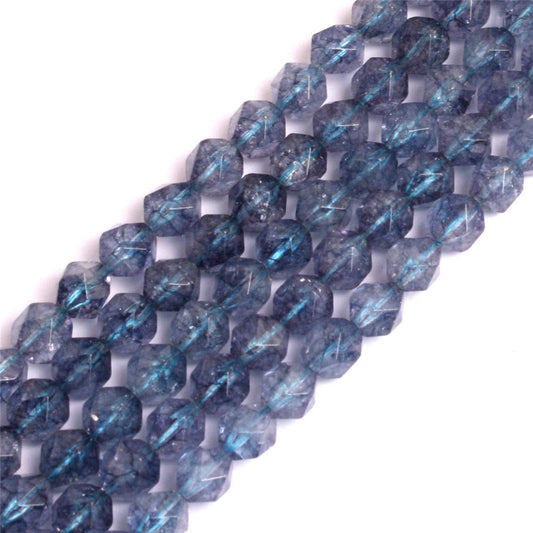 GEM-Inside Natural 8mm Aquamarine Gemstone Loose Beads Faceted Dyed Blue Cambay Crystal Energy Stone Power for Jewelry Making 15"