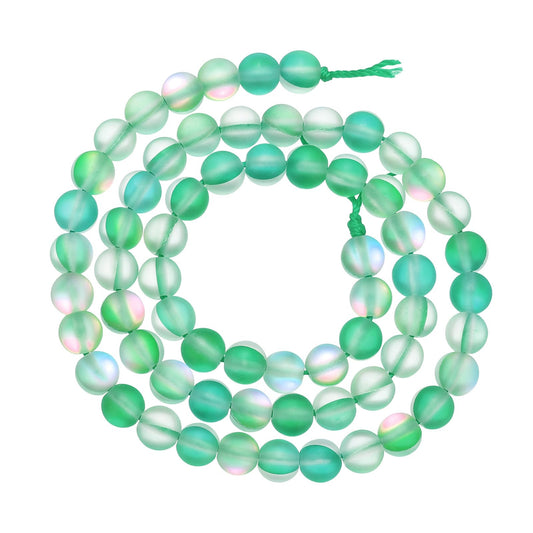 uxcell Matte Crystal Glass Beads 6mm Synthetic Frosted Shining Semi-Precious Round Loose Beads Synthetic Moonstone for Jewelry Making DIY Bracelet, Green