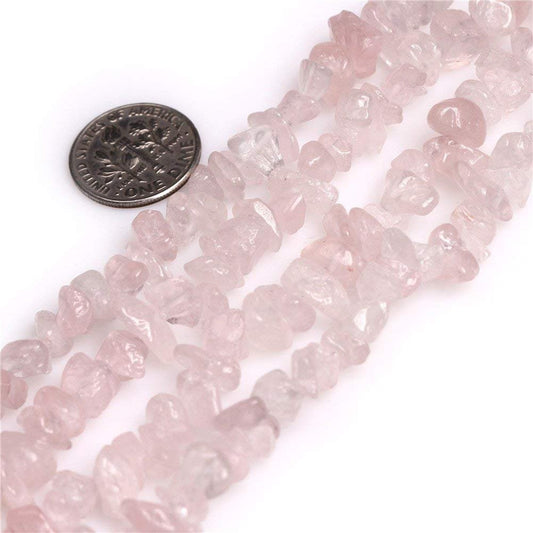 HAAMIIQII 5-8mm Natural Rose Quartz Chips Beads Crystal Irregular Chip Stones Loose Gemstone Beads for Jewelry Making Strand 30 Inch