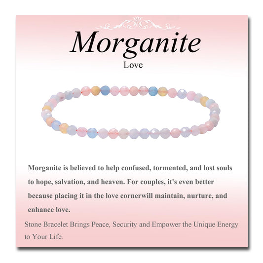 MASSIVE BEADS Natural Genuine Gemstone Beads Healing Crystal Chakra Reiki Jewelry Faceted Round Beads Bracelets (Morganite, 3mm)