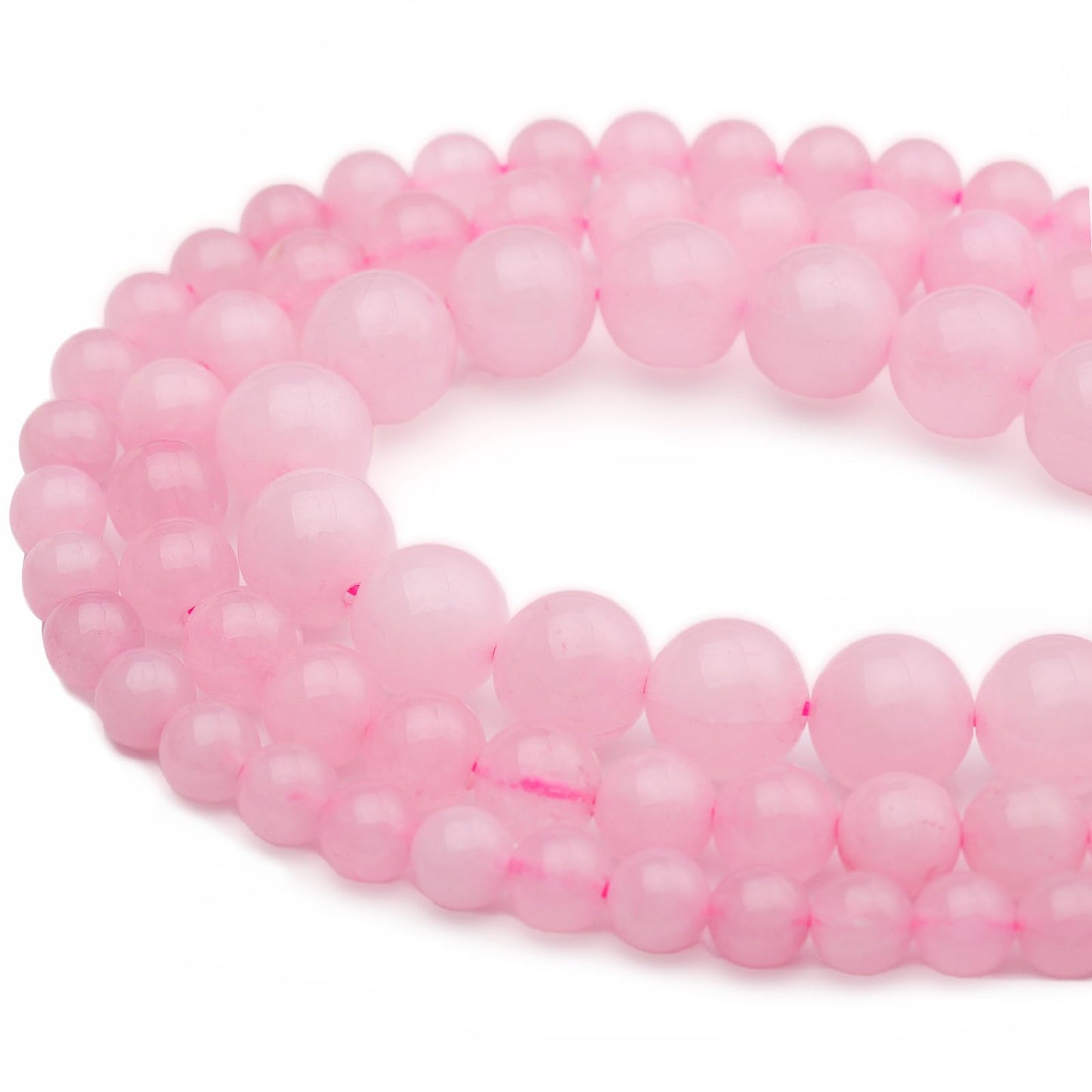35pcs 10mm Natural Gemstone Beads for Jewelry Making Supplies,Pink Jade Healing Crystal Polished Round Loose Stone Beads for Bracelet Necklace 15 Inch