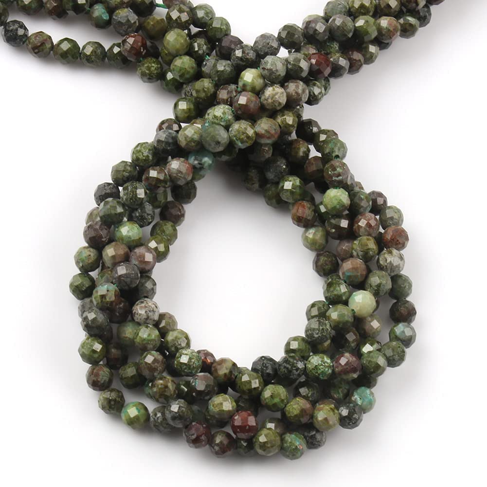 Song Xi 90pcs 4mm Natural Dragon Blood Gemstone Beads Faceted Round Loose Stone Beads for Jewelry Making