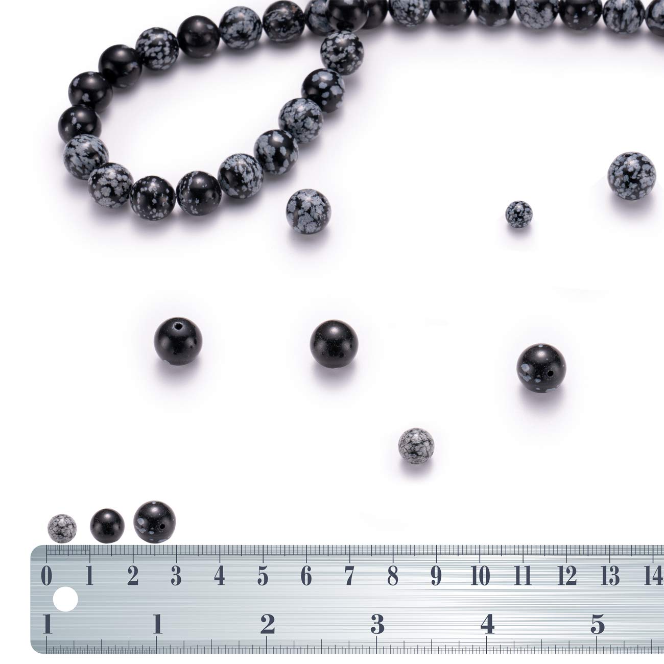 BEADIA Natural Snowflake Obsidian Stone Round Loose Semi Gemstone Beads for Jewelry Making 10MM 38PCS