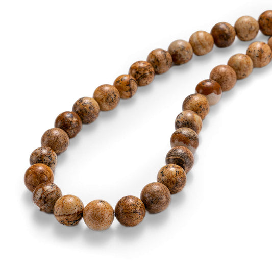 BEADIA Natural Brown Picture Jasper Stone Round Loose Semi Gemstone Beads for Jewelry Making 10MM 38PCS
