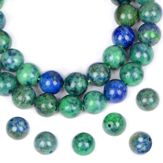 AD Beads Natural Gemstone Round Loose Beads 15" for Bracelet Necklace Earrings Jwelery Making Crafts DIY (4mm, Lapis Lazuli Chrysocolla)