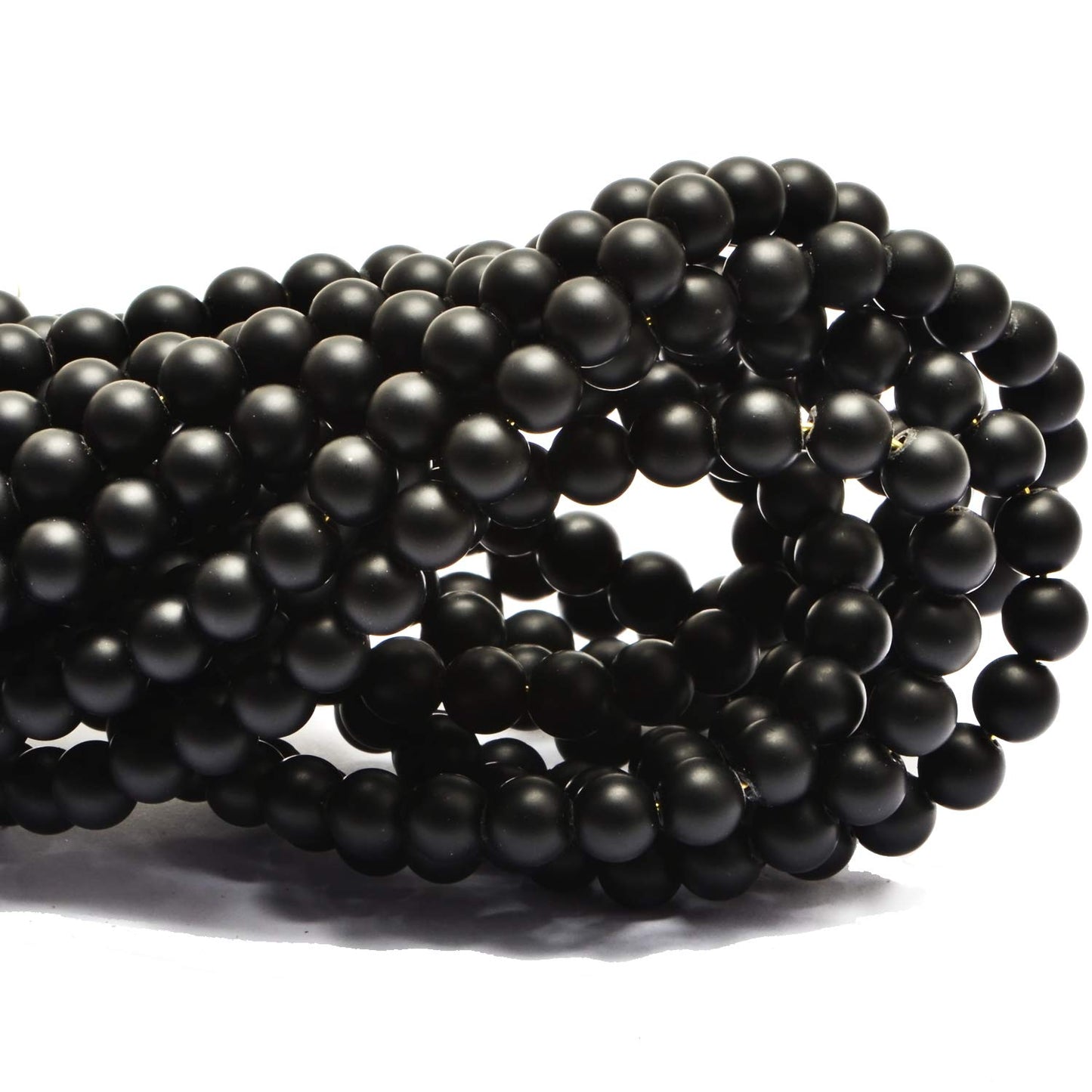 80Pcs Natural Crystal Beads Stone Gemstone Round Loose Energy Healing Beads with Free Crystal Stretch Cord for Jewelry Making (Matte Onyx, 10mm)